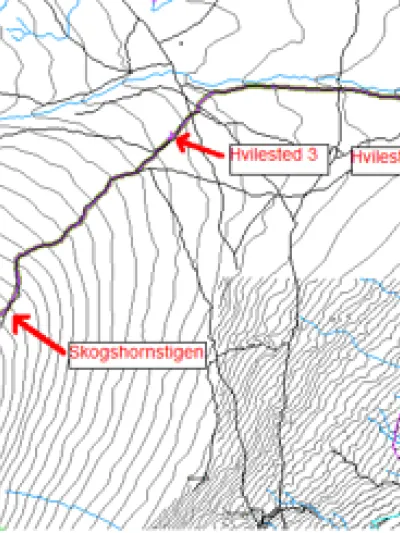 Kart over skogshorn sine hvilesteder