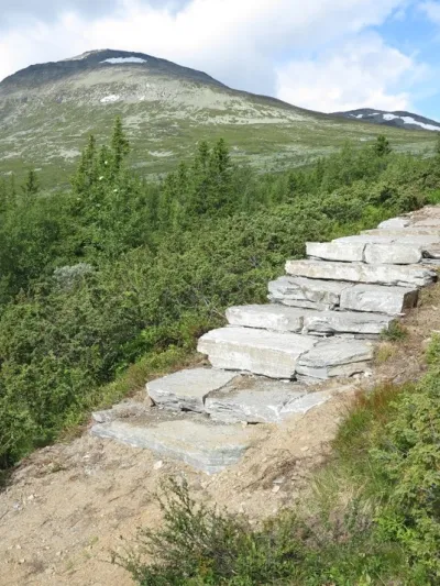 Steintrapp på vei opp på skogshorn
