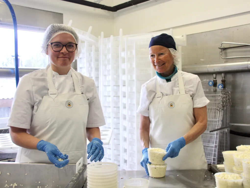 To damer som lagrer osten i bokser