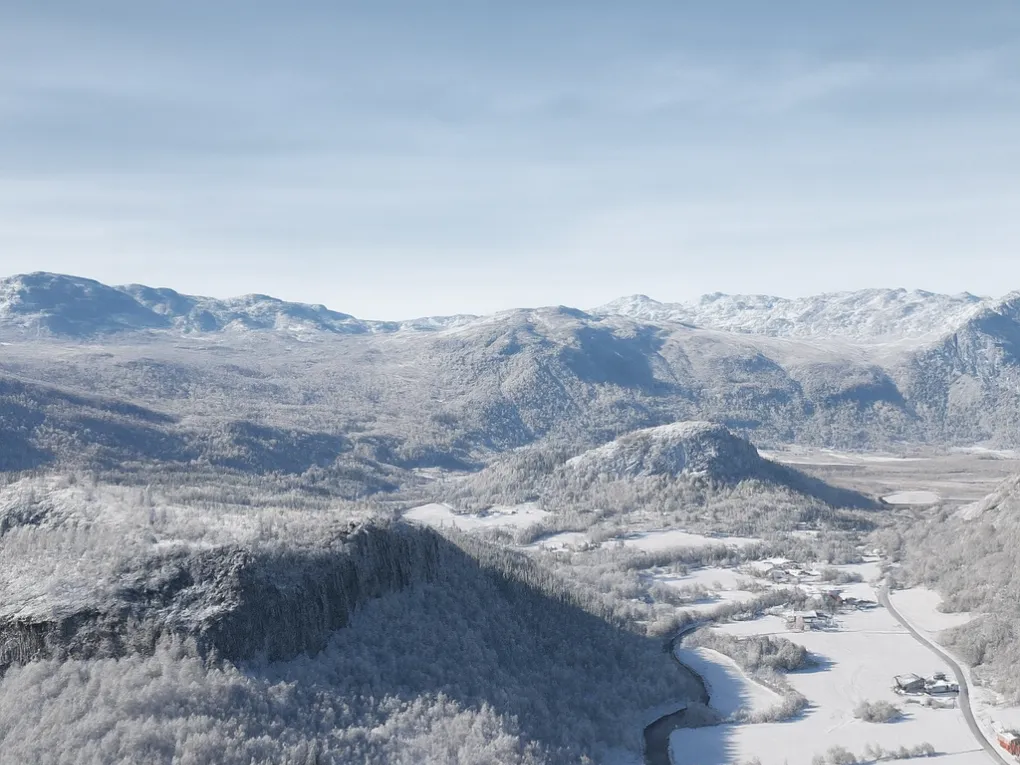 Fjellet Hallenuten inn mot Grøndalen