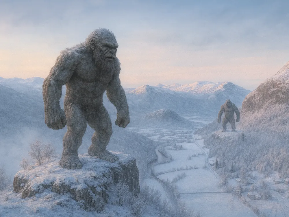 To troll står på hver sitt fjell i Hemsedal