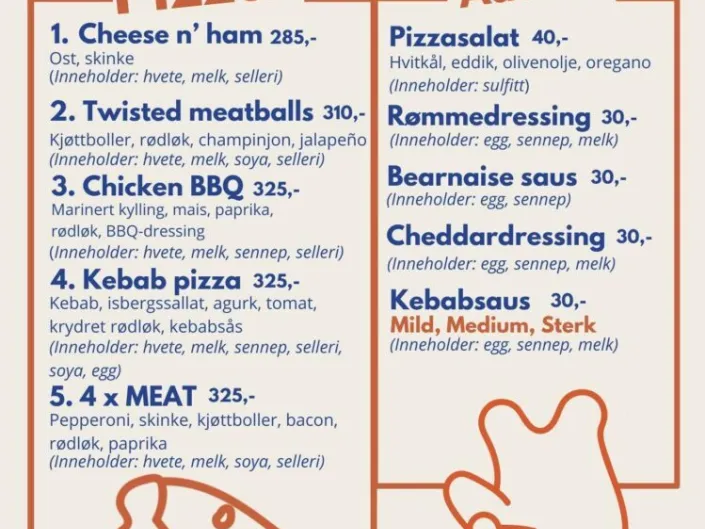 Pizzameny på bearhouse