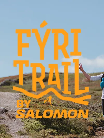 Person på joggetur med tekst