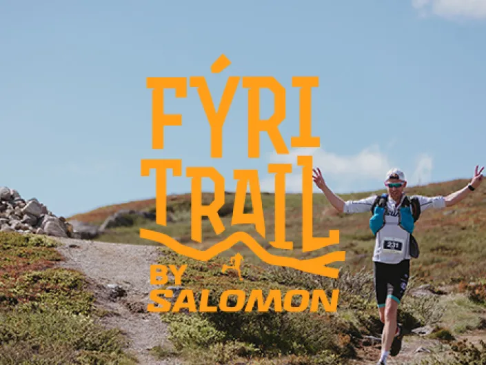 Person på joggetur med tekst