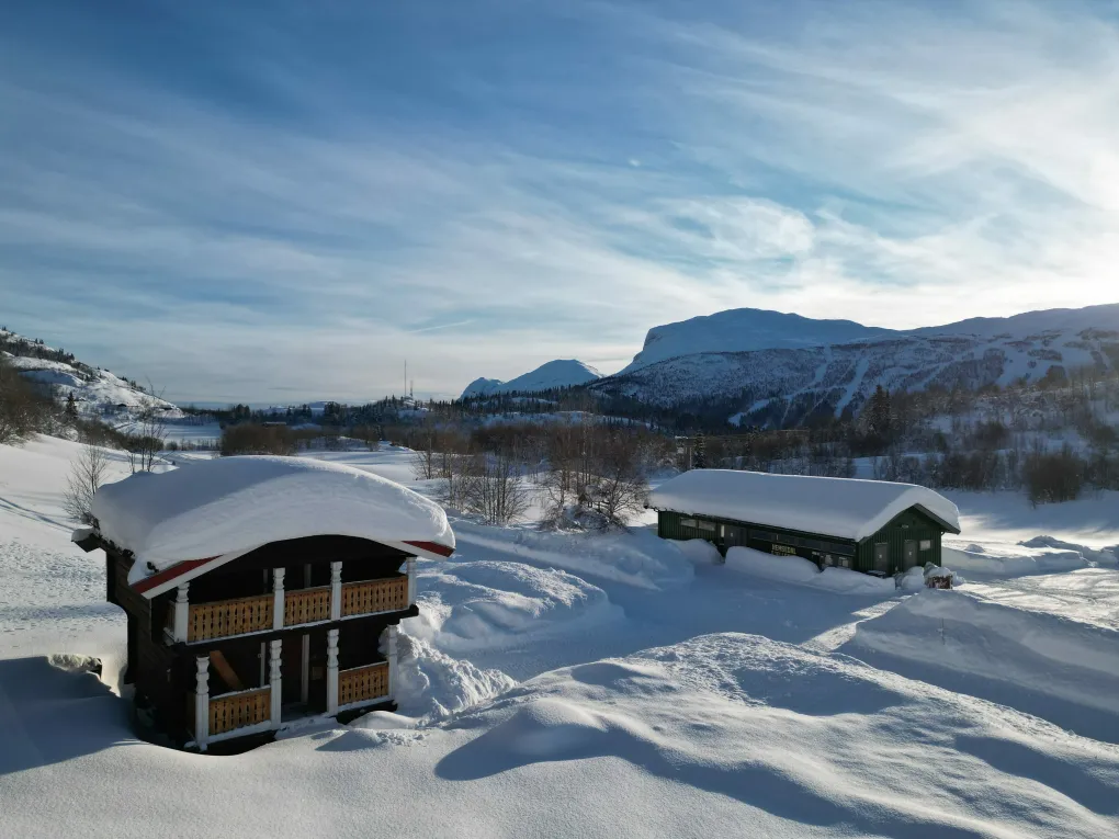 Stabbur i Hemsedal med snø