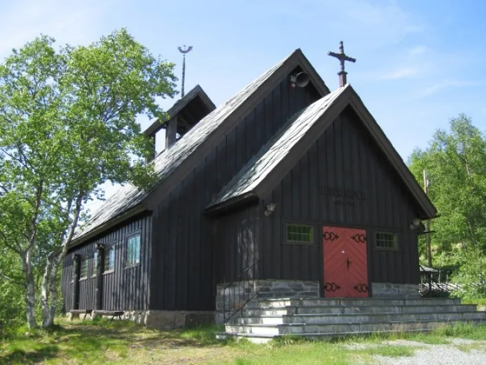 Bilde av en brun kirke