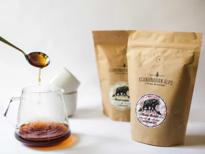 Scandinavian alps kaffe reklame bilde