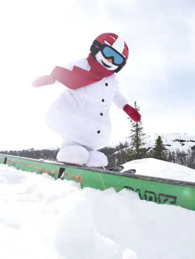 Valle som kjører over boks i skisenteret.