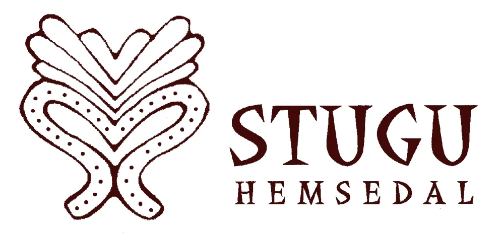 Logo til husfliden (stugu) i brun.