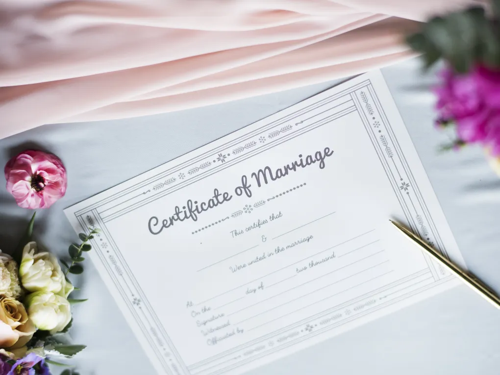 Bryllupssertifikat.